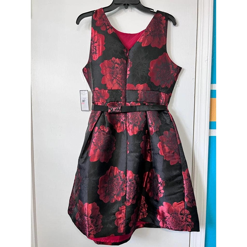 Jessica Howard Petite women Pleated Dress with Belt Size 10